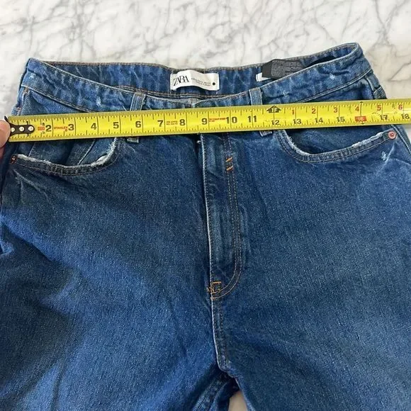 Zara HIGH-WAISTED The 90’s MOM FIT DENIM JEANS Sz 12 - Picture 6 of 8